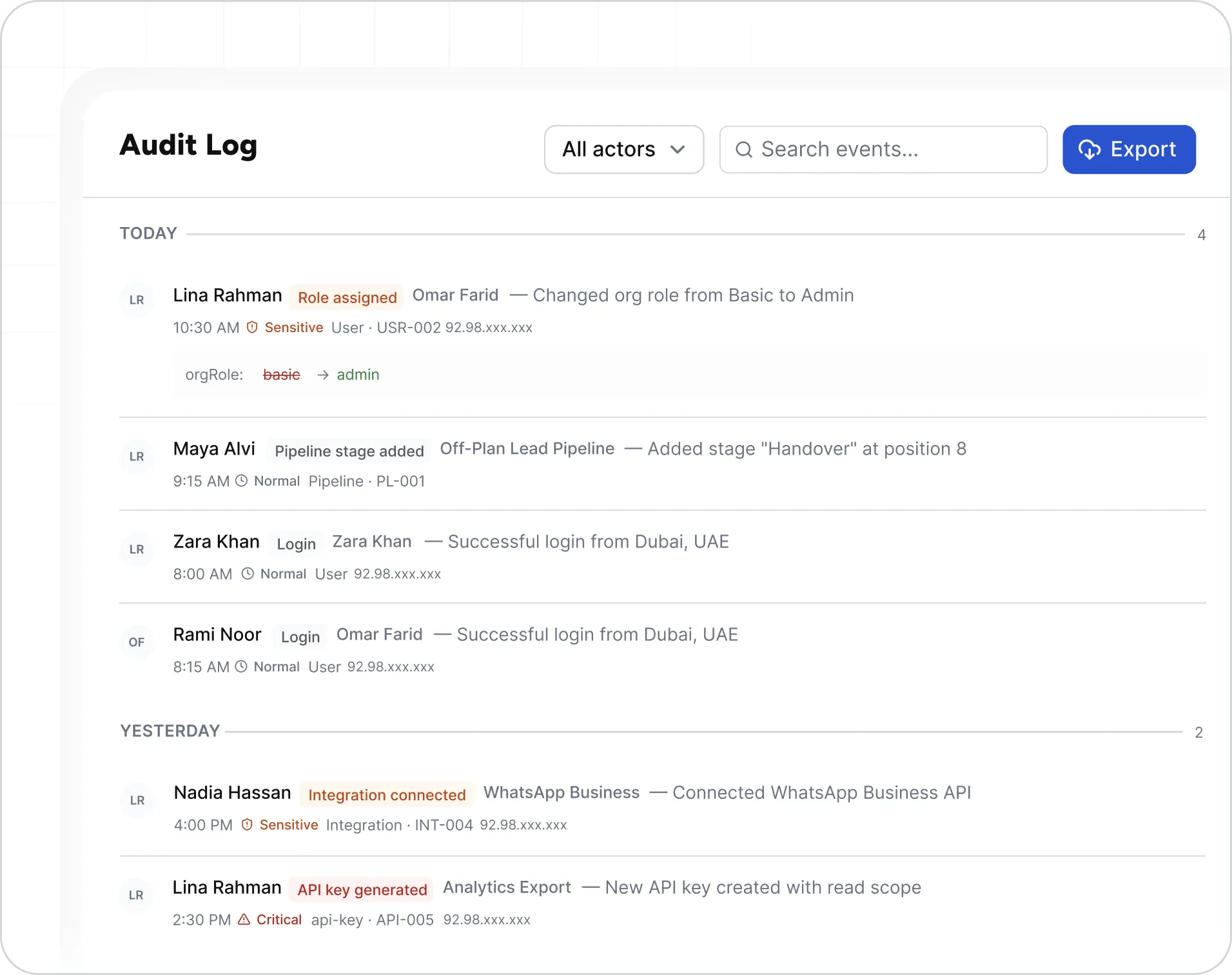 Audit logs